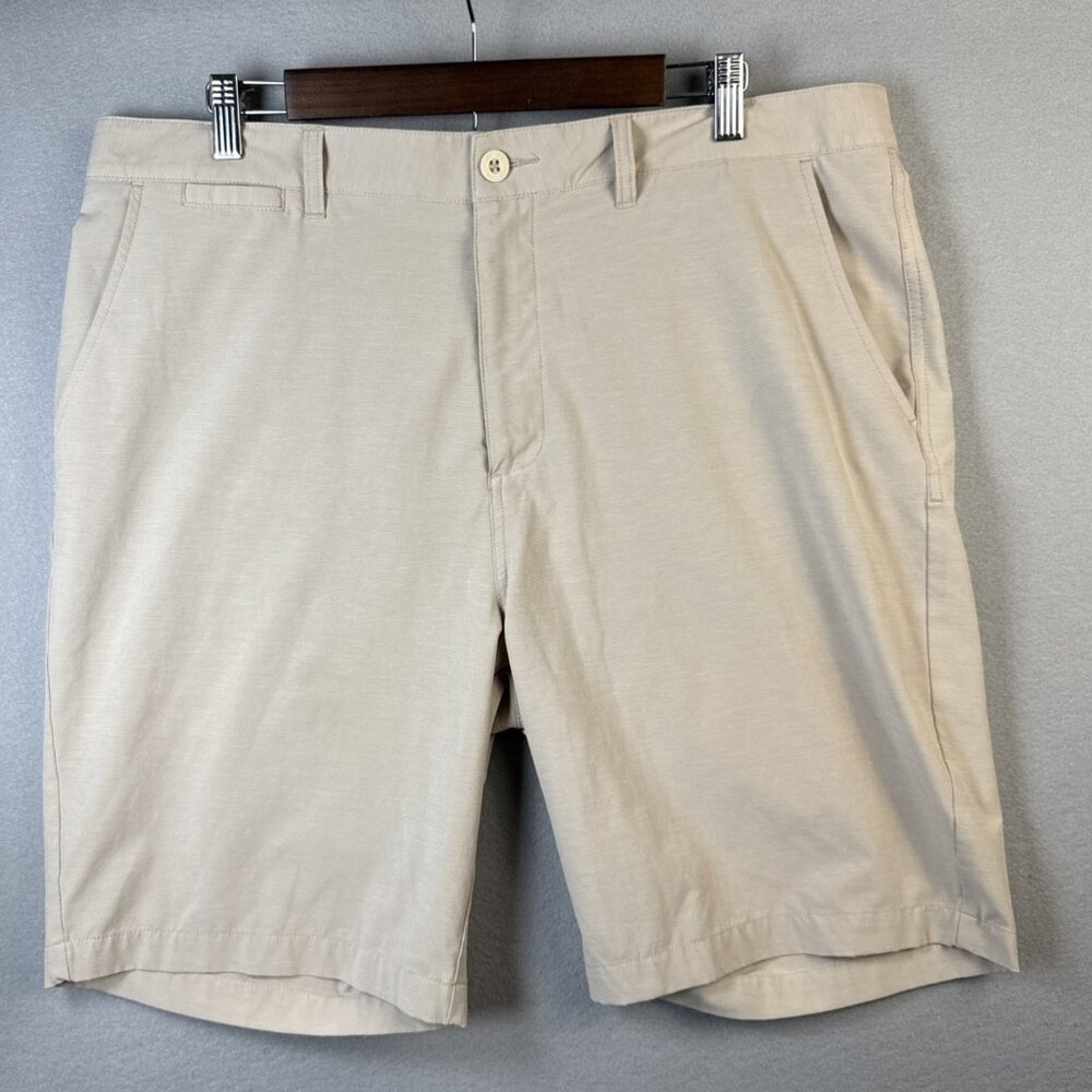Johnnie-O Mulligan Performance Shorts Men Size 38 Beige Golf Chino Nautical Pant